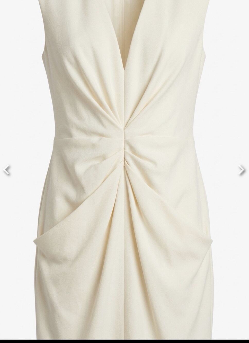Donna Karan New York Cream Sleeveless Twist-Front Sheath Dress Size 10